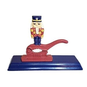 Vintage Houston Harvest Nutcracker Figurine Cast Iron Wood Base Christmas Decor